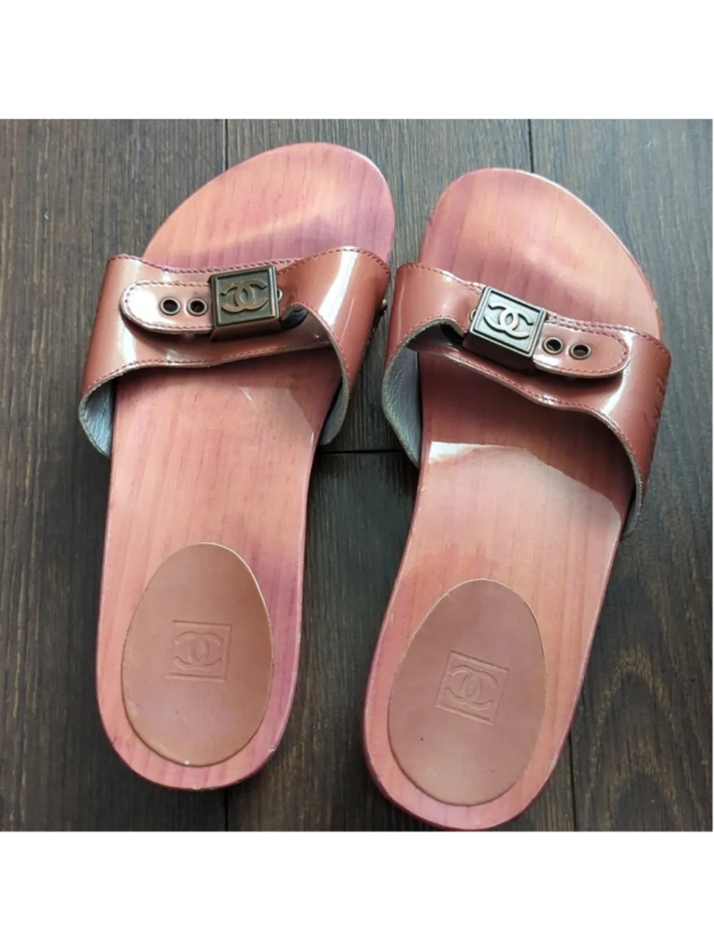 CHANEL Vintage Interlocking CC Logo Clogs